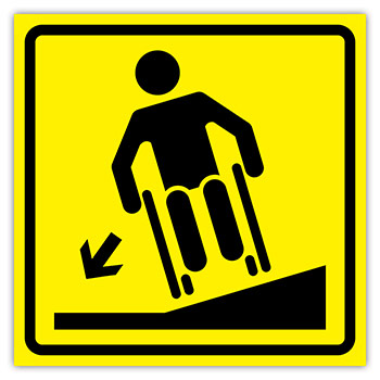 Тактильный предупреждающий знак «Осторожно! Крутой поперечный уклон влево», ДС80 (пленка, 150х150 мм)